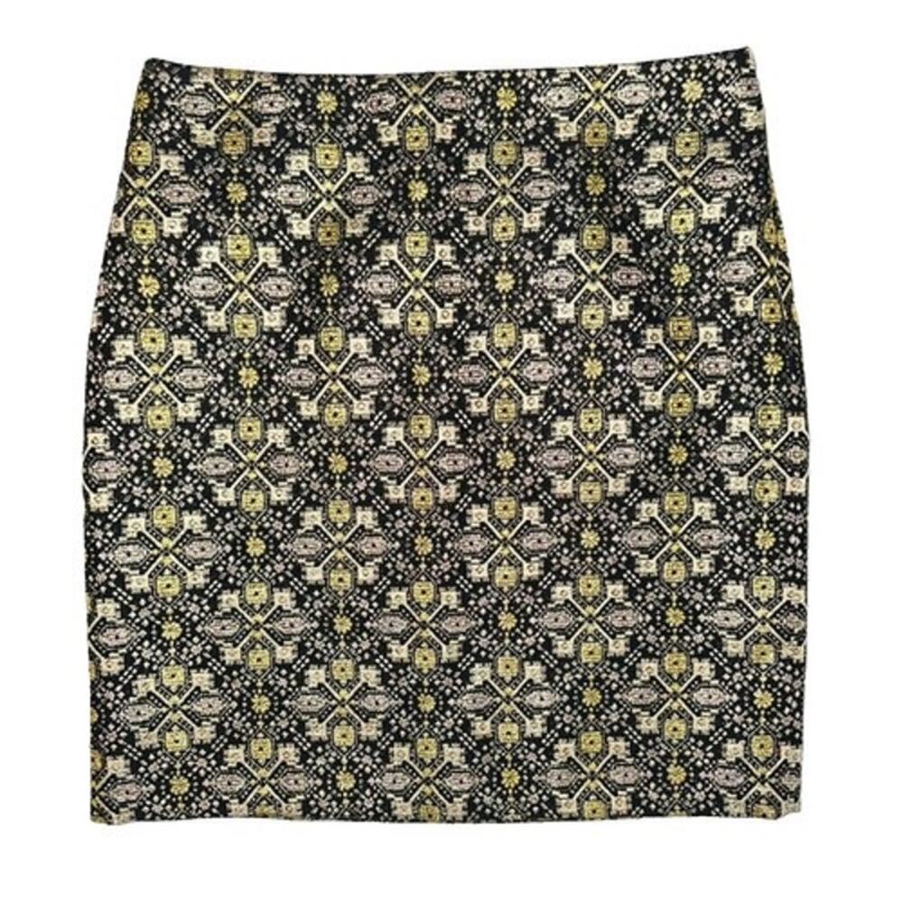 NWT J McLaughlin Blck/Gold Jacquard  Skirt